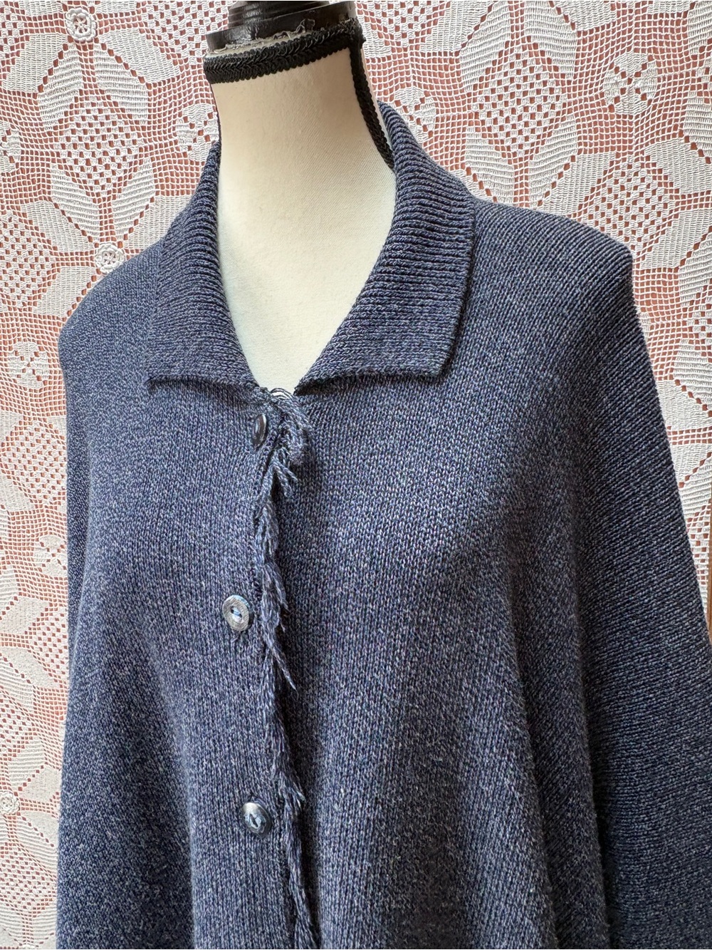 Vintage Holt Renfrew Sport Cotton Poncho Cardigan - Picture 6 of 8